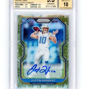 2020 Prizm Justin Herbert Camo Rookie Auto /25 BGS 9.5 Auto 10